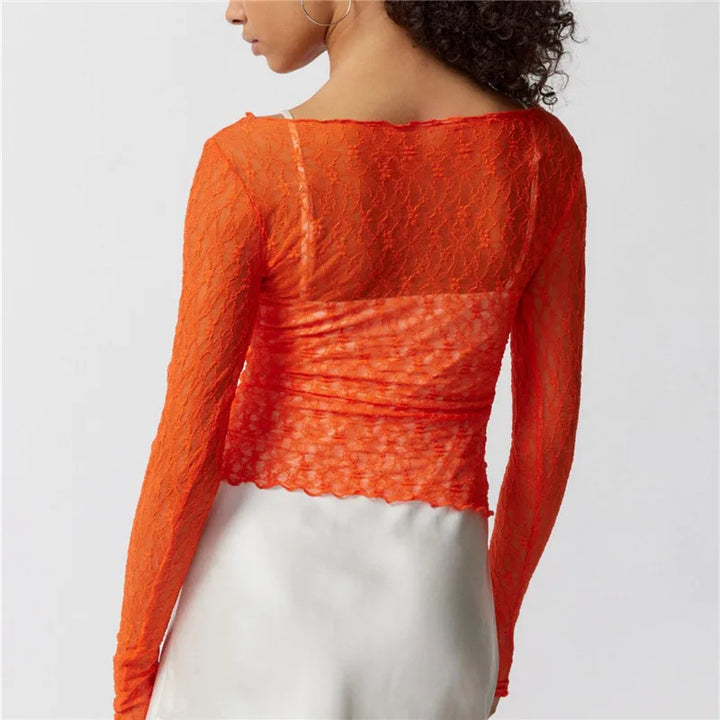 Lavina Sheer Lace Long Sleeve Top