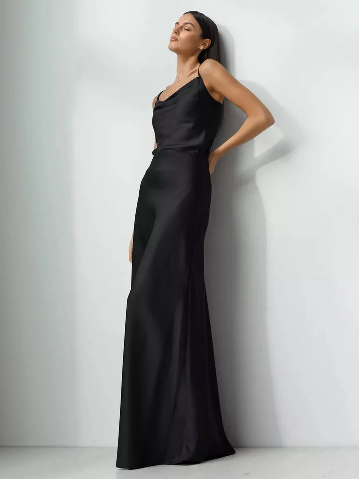 Evelisse Satin Fishtail Maxi Skirt