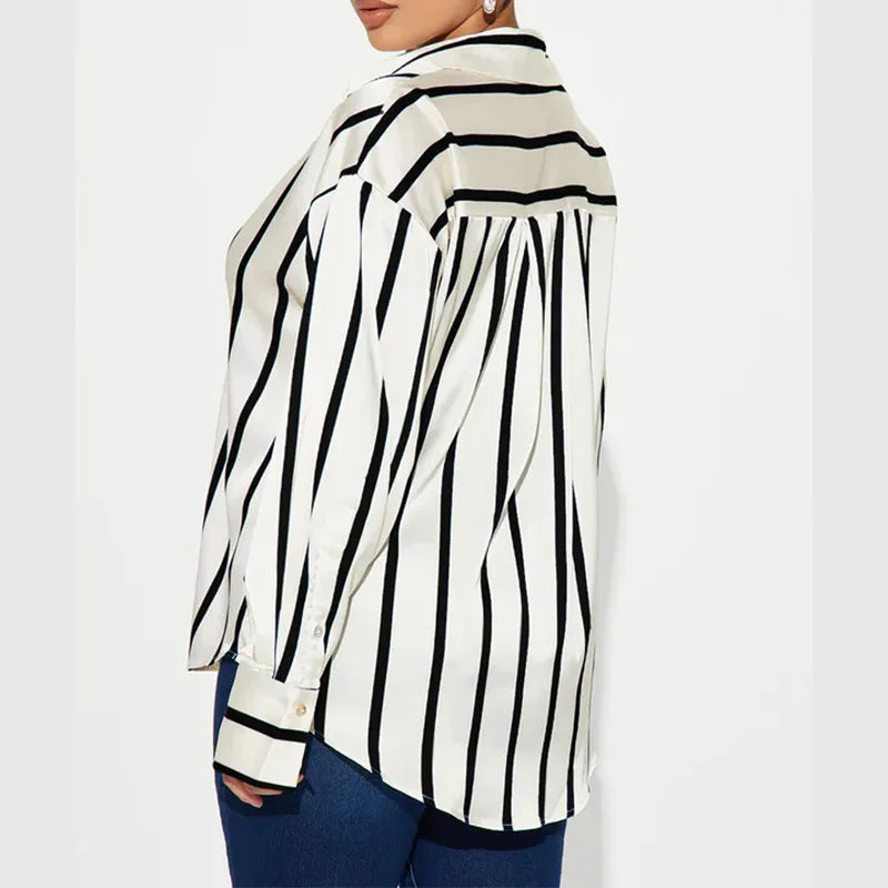 Serelisse Satin Stripe Button Shirt