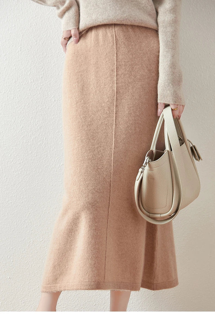Evelora Merino Wool High Waist Skirt