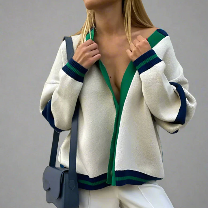 Linnea Contrast Trim Cotton Cardigan