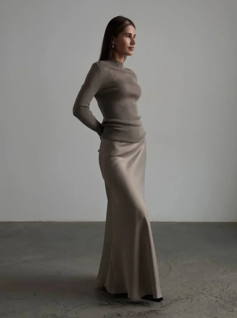 Evelisse Satin Fishtail Maxi Skirt