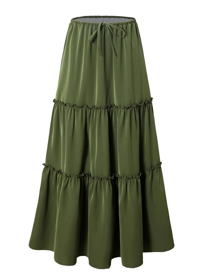 Elarie Floral Drawstring Maxi Skirt