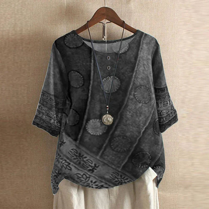 Virella Retro Print Relaxed Blouse