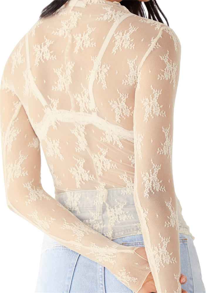 Calista Sheer Floral Lace Top