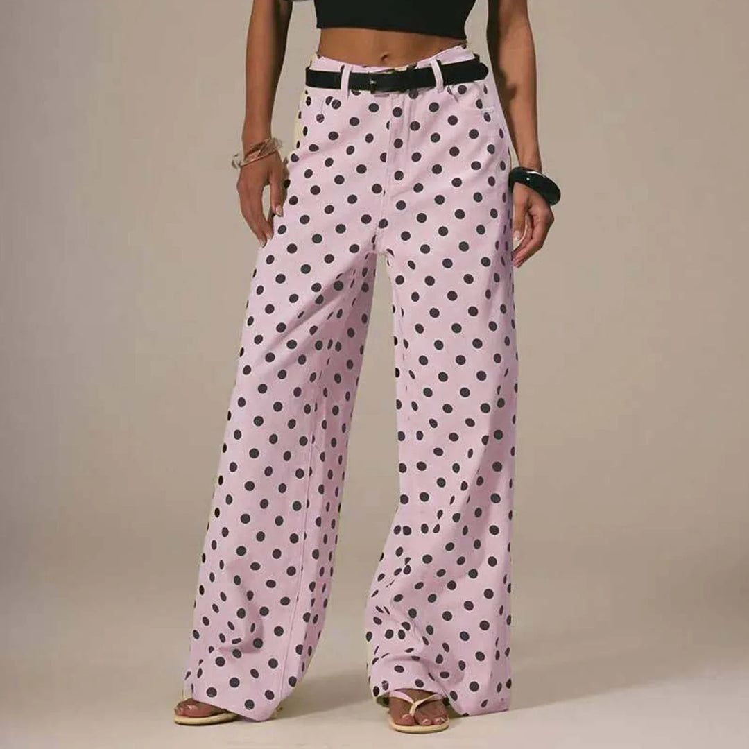 Elodie Polka Dot Wide-Leg Trouser
