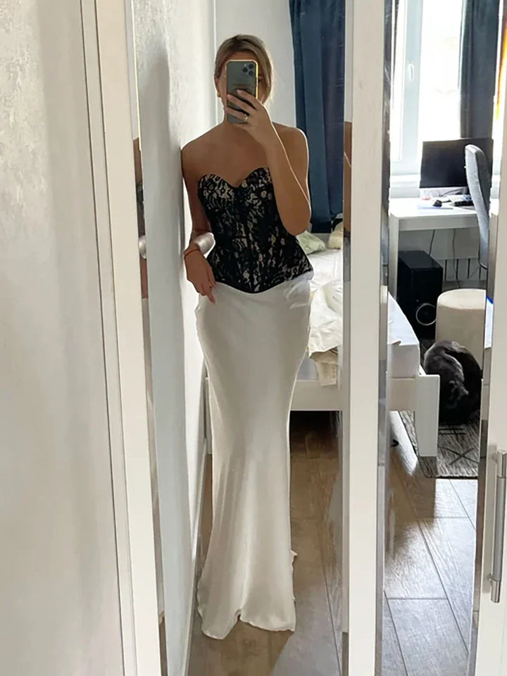 Evelisse Satin Fishtail Maxi Skirt