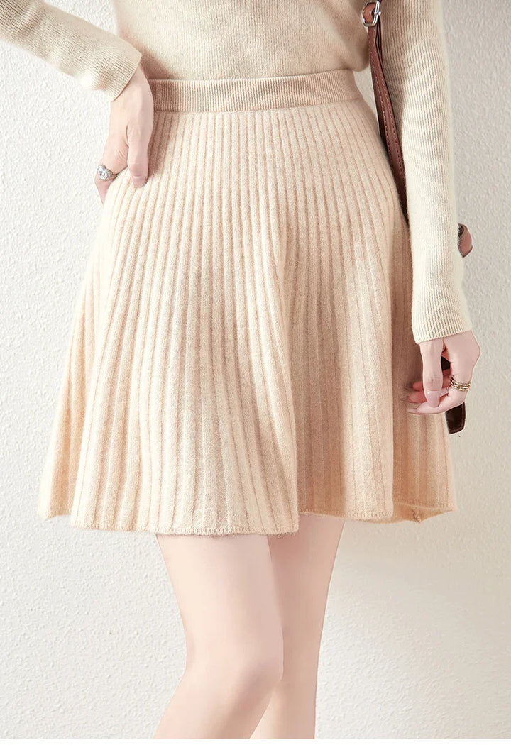 Célestine Merino Pleated Mini Skirt