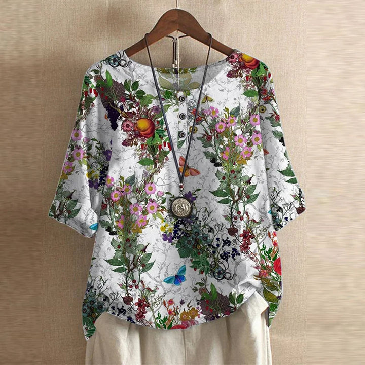Virella Retro Print Relaxed Blouse