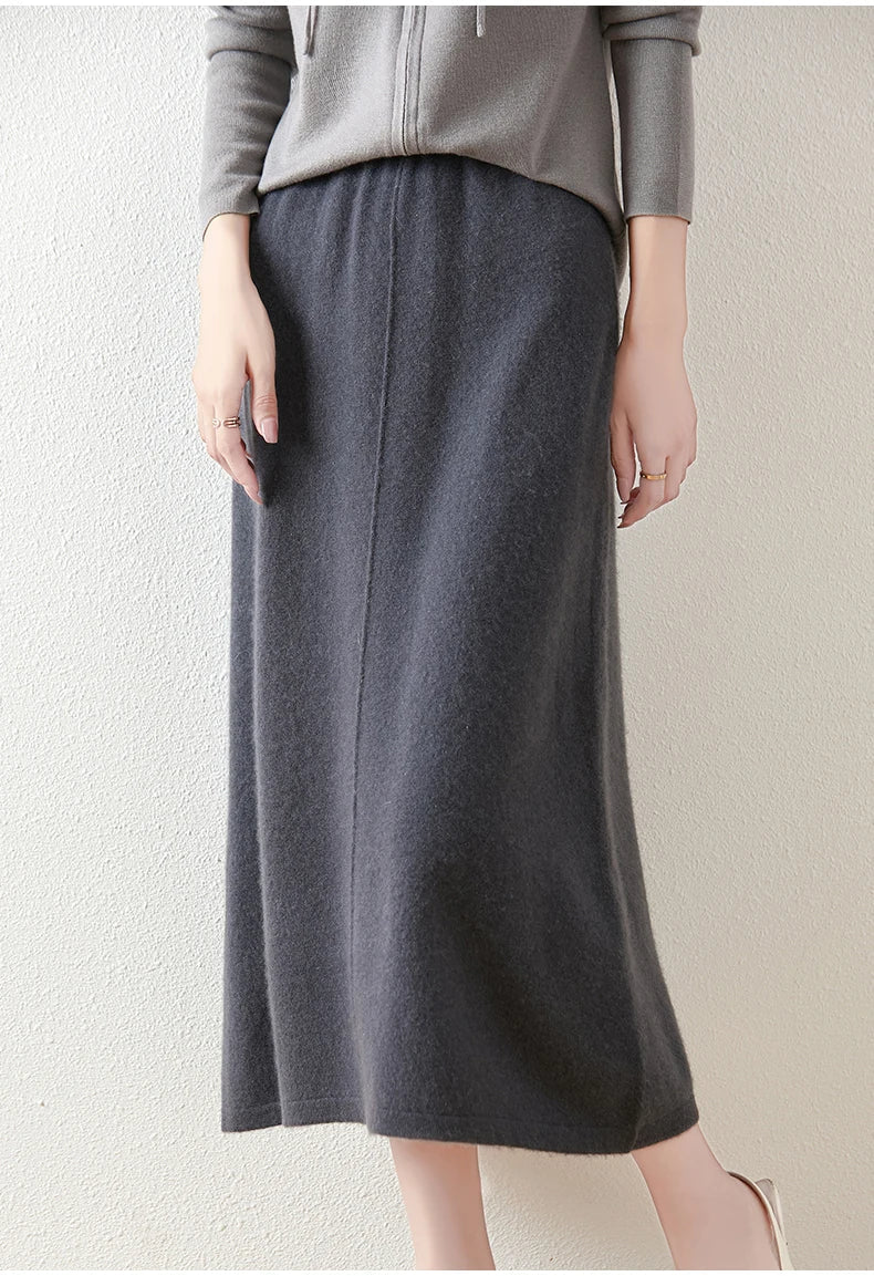 Evelora Merino Wool High Waist Skirt