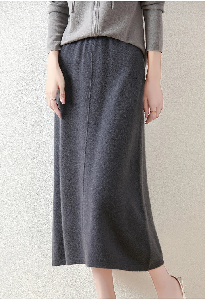 Evelora Merino Wool High Waist Skirt