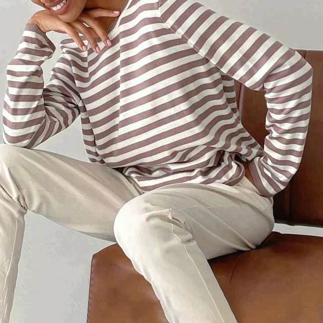 Rosalie Striped Long Sleeve Knit Top