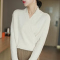 Vivienne Wrap Neck Knit Sweater Top