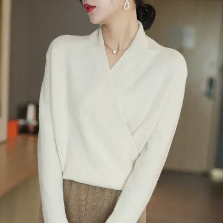 Vivienne Wrap Neck Knit Sweater Top