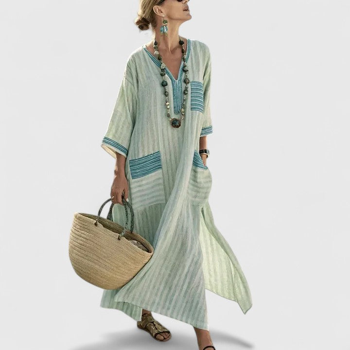 Sage Striped Maxi Dress