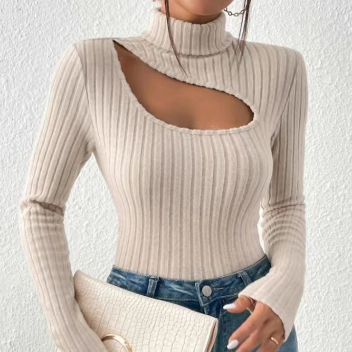 Seraphina Cut Out Rib Knit Turtleneck Top