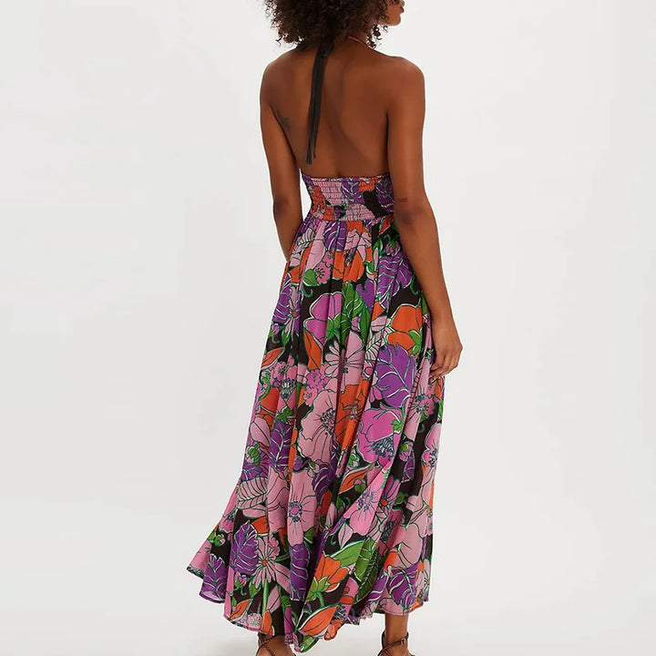 Eliana Floral Halter Maxi Beach Dress