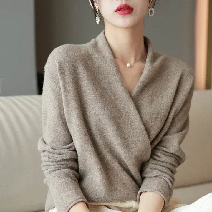Vivienne Wrap Neck Knit Sweater Top