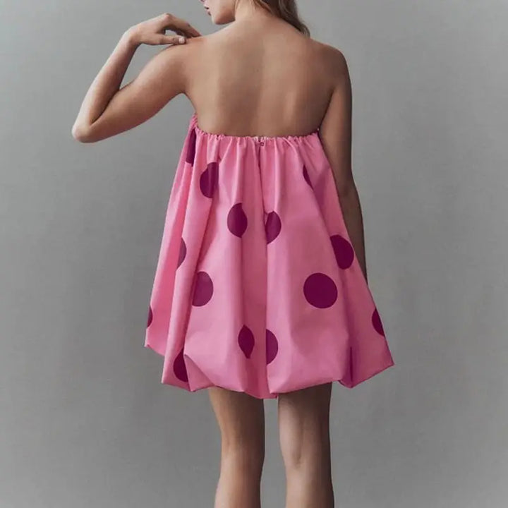 Vivienne Polka Dot Strapless Bubble Mini Dress