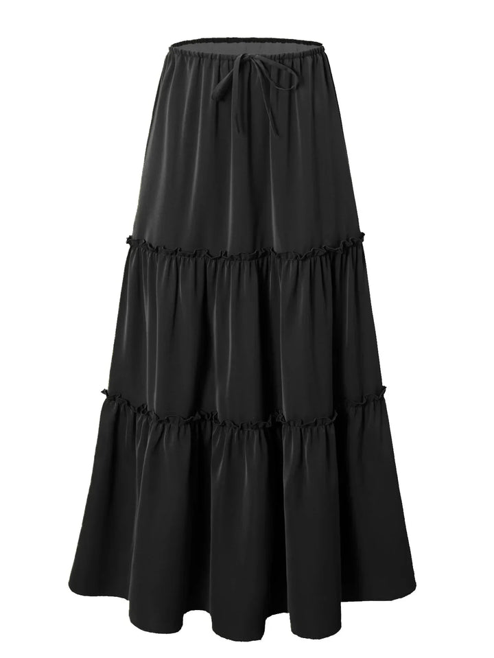 Elarie Floral Drawstring Maxi Skirt