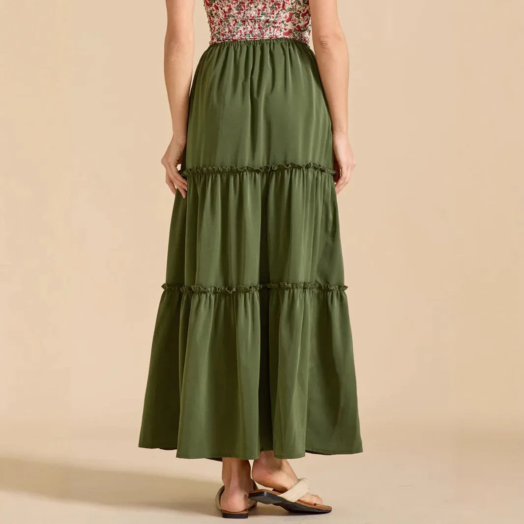 Elarie Floral Drawstring Maxi Skirt