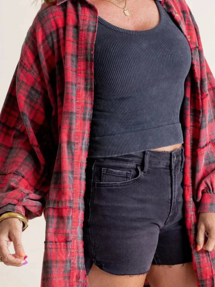 Linora Oversized Plaid Flannel Shirt