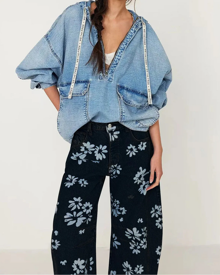 Linnea Floral Tapestry Wide Leg Jeans