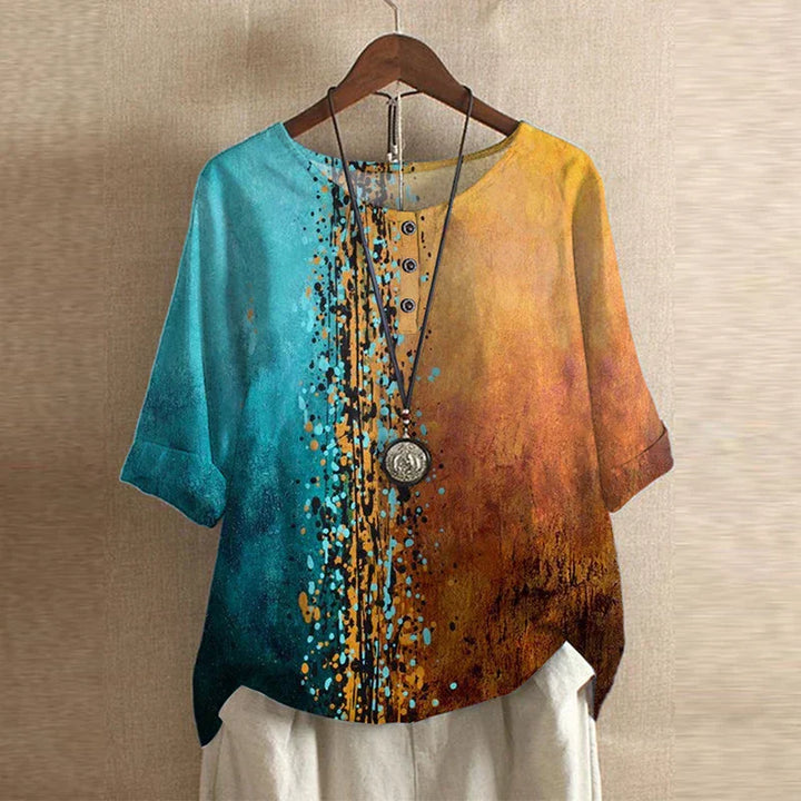Virella Retro Print Relaxed Blouse