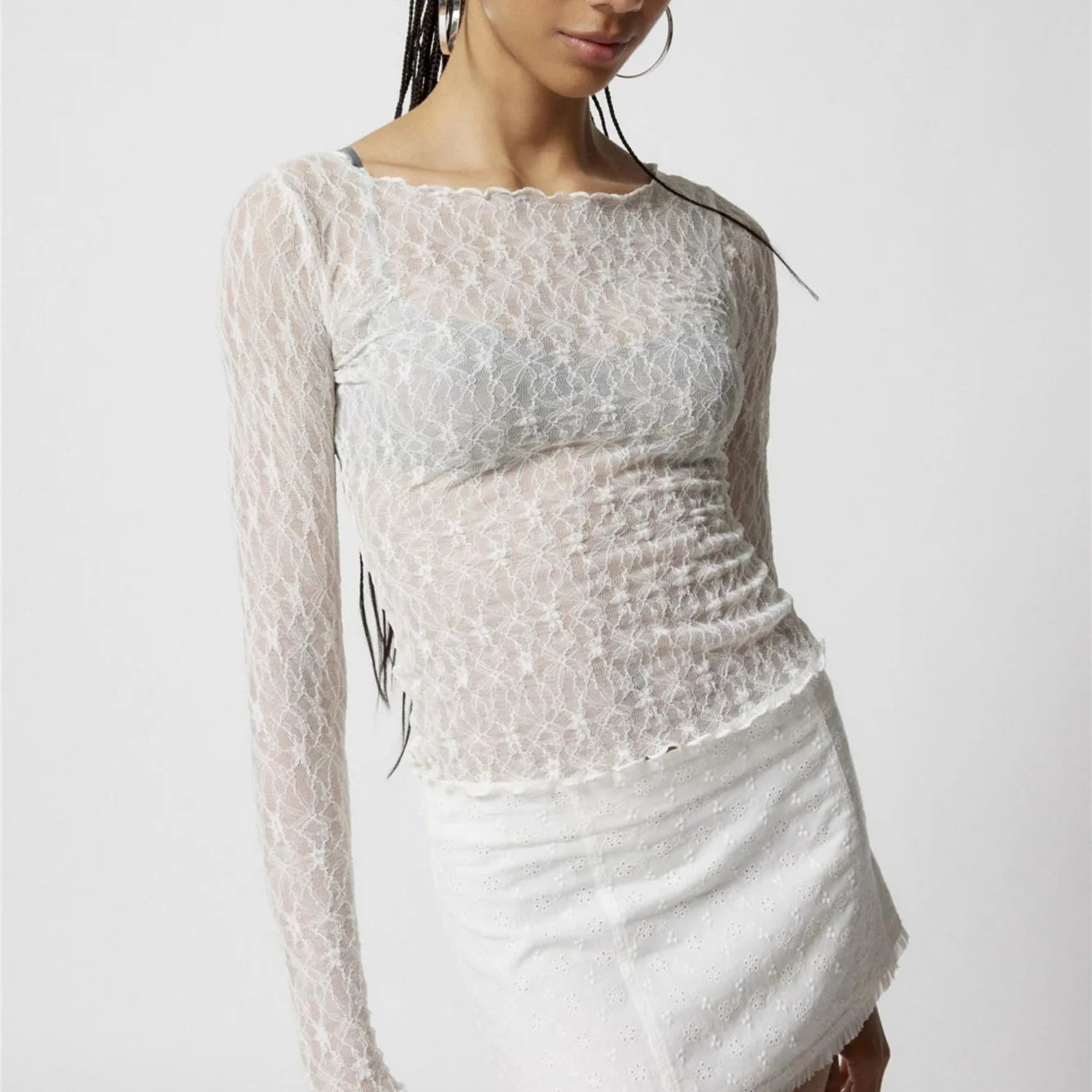 Lavina Sheer Lace Long Sleeve Top