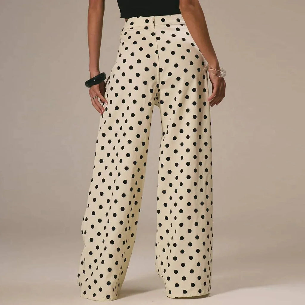 Elodie Polka Dot Wide-Leg Trouser