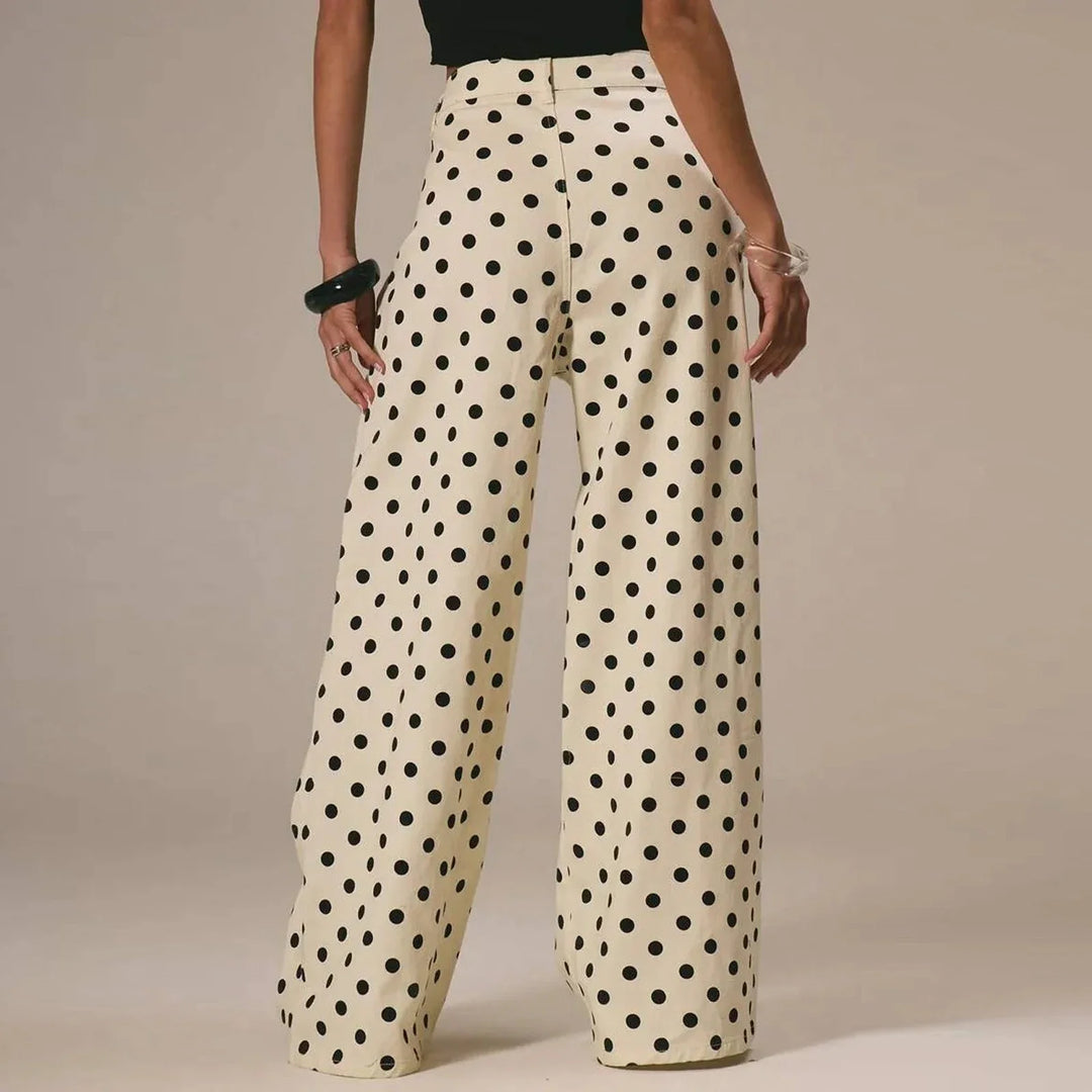 Elodie Polka Dot Wide-Leg Trouser