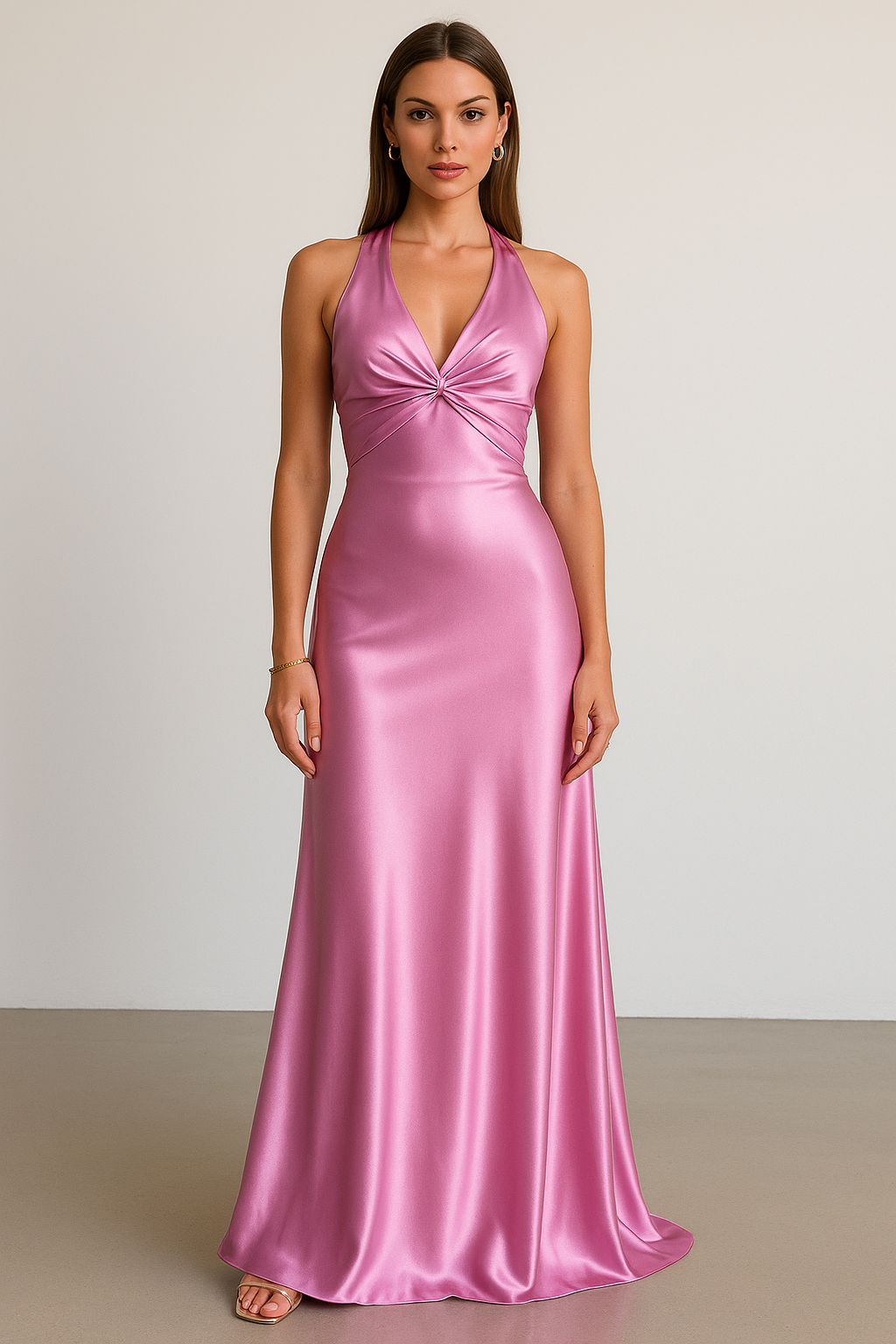 Aria Satin Halter Prom Maxi Gown