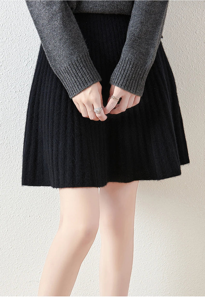 Célestine Merino Pleated Mini Skirt
