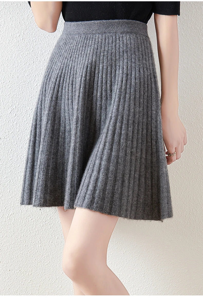 Célestine Merino Pleated Mini Skirt