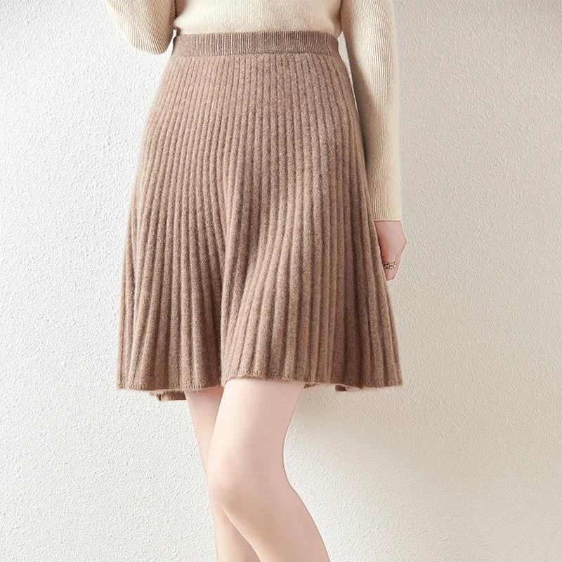 Célestine Merino Pleated Mini Skirt