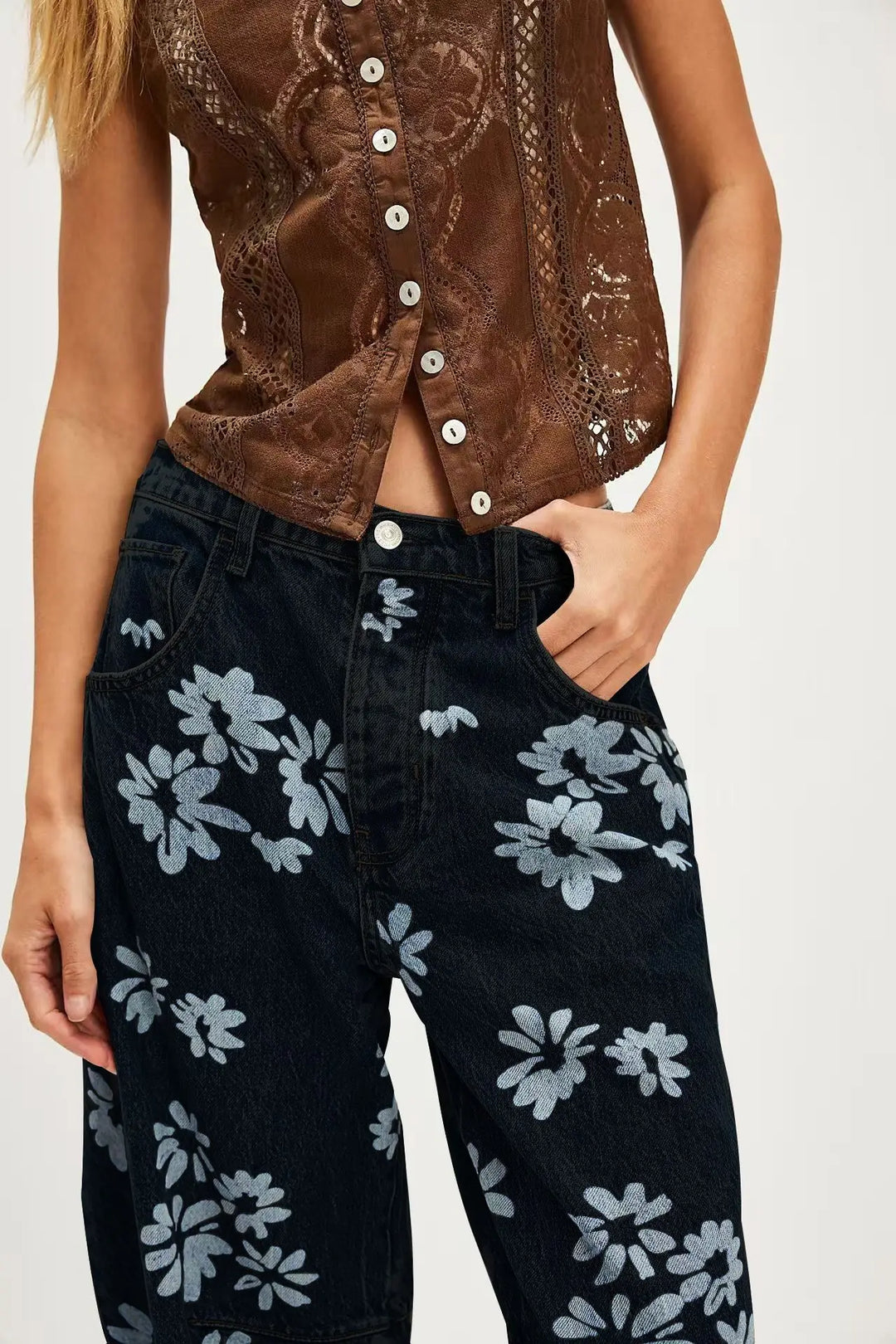 Linnea Floral Tapestry Wide Leg Jeans