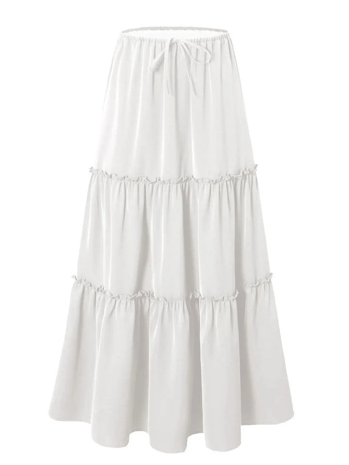 Elarie Floral Drawstring Maxi Skirt