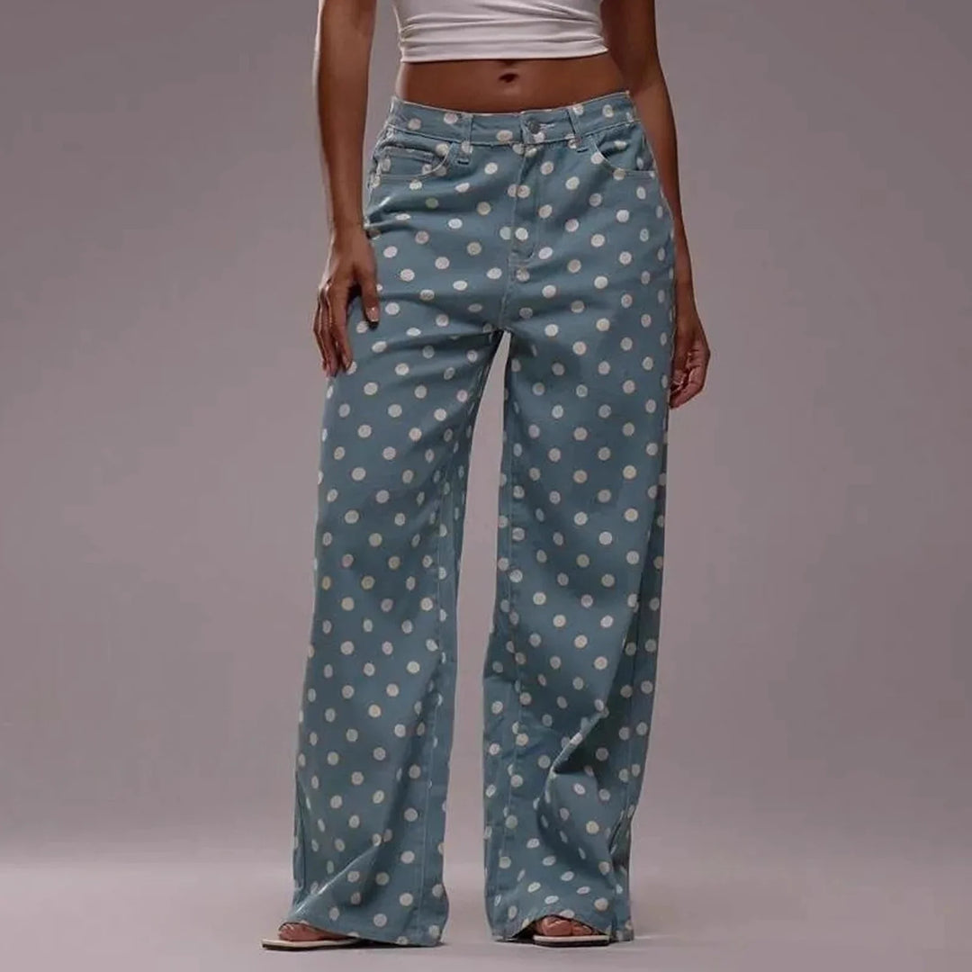 Elodie Polka Dot Wide-Leg Trouser