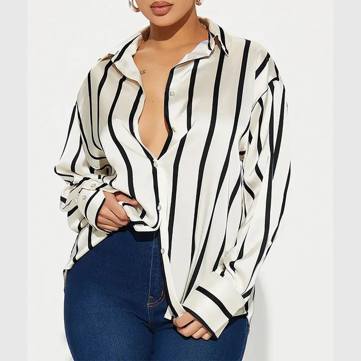 Serelisse Satin Stripe Button Shirt