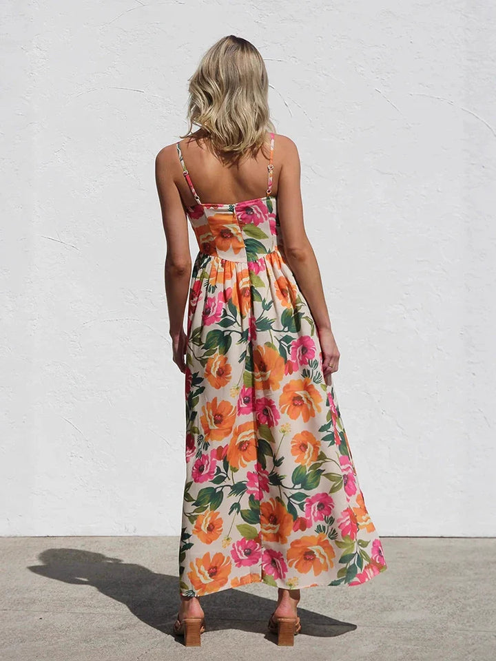Isadora Floral Backless Slip Maxi Dress