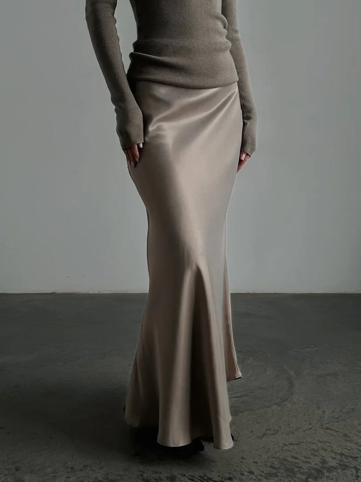 Evelisse Satin Fishtail Maxi Skirt
