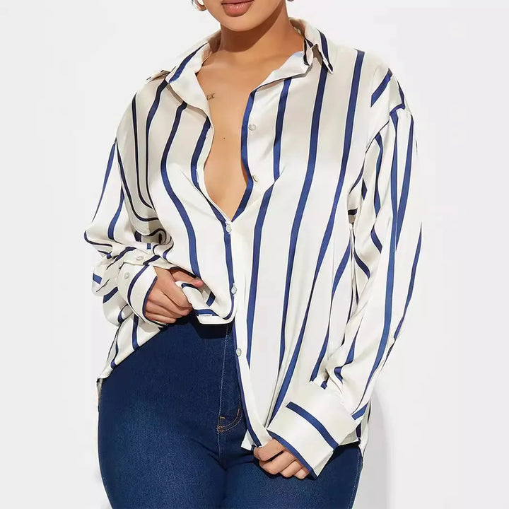 Serelisse Satin Stripe Button Shirt