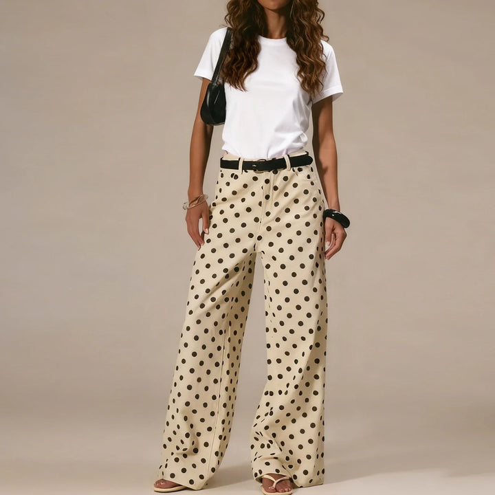 Elodie Polka Dot Wide-Leg Trouser