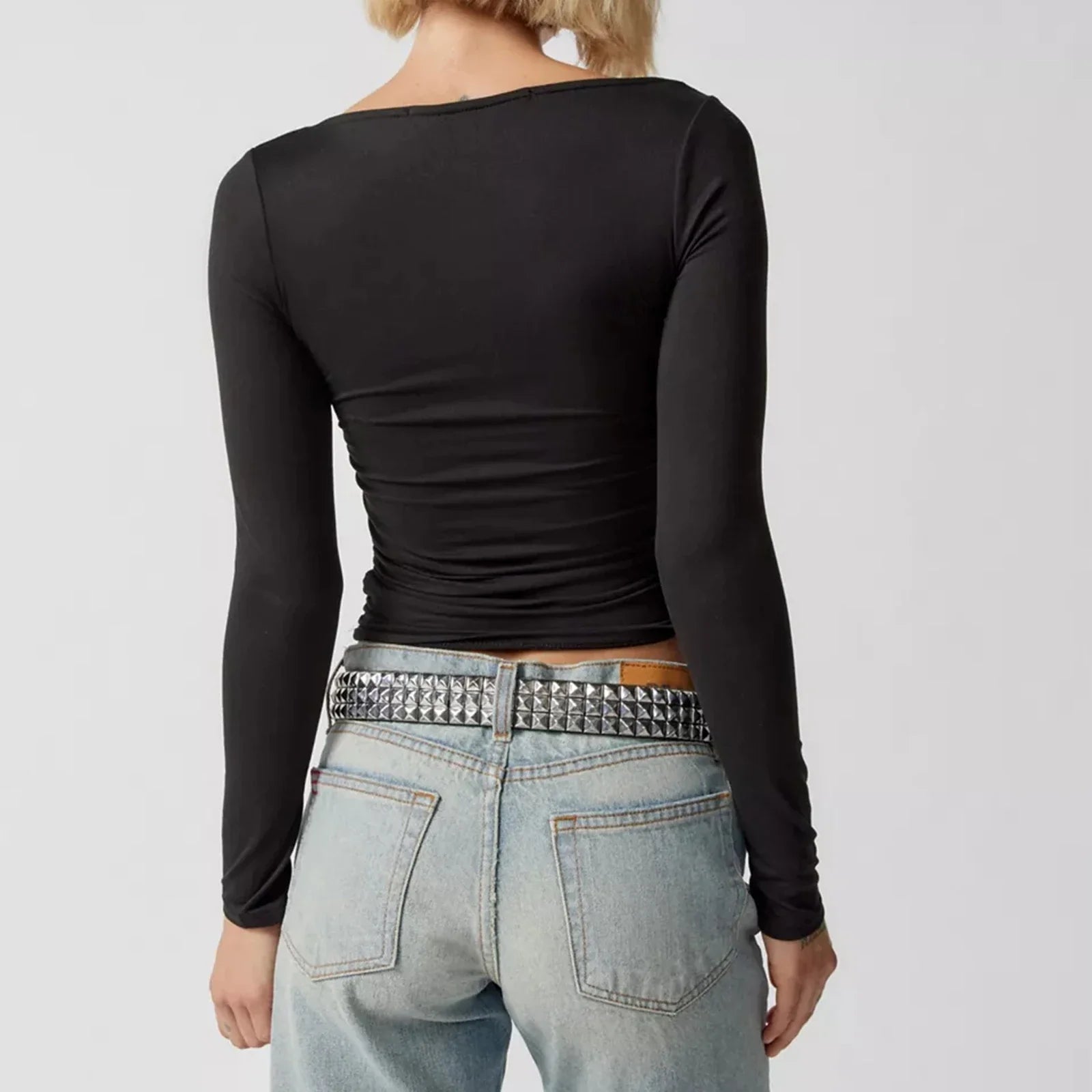 Valora Square Neck Long Sleeve Crop Top