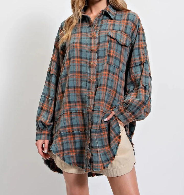 Linora Oversized Plaid Flannel Shirt