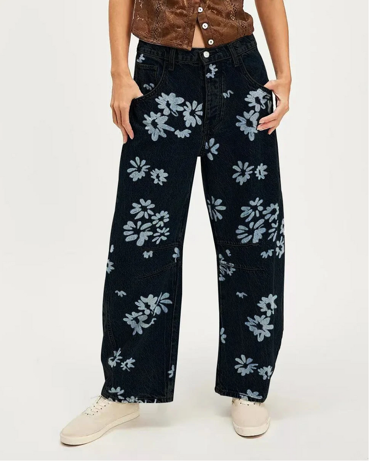 Linnea Floral Tapestry Wide Leg Jeans