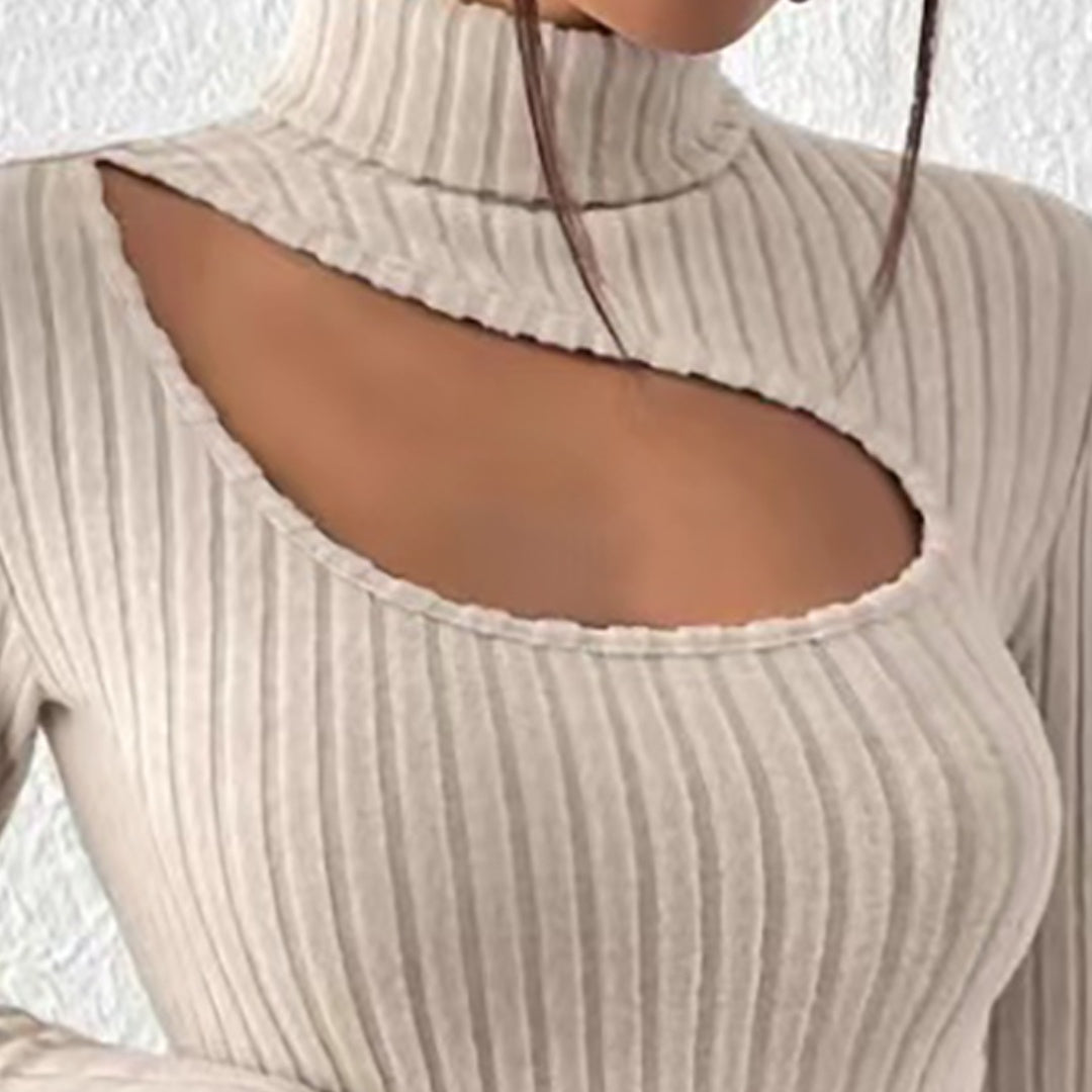 Seraphina Cut Out Rib Knit Turtleneck Top