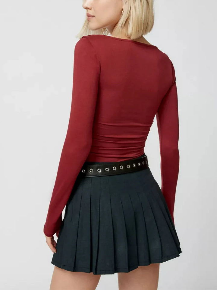 Valora Square Neck Long Sleeve Crop Top