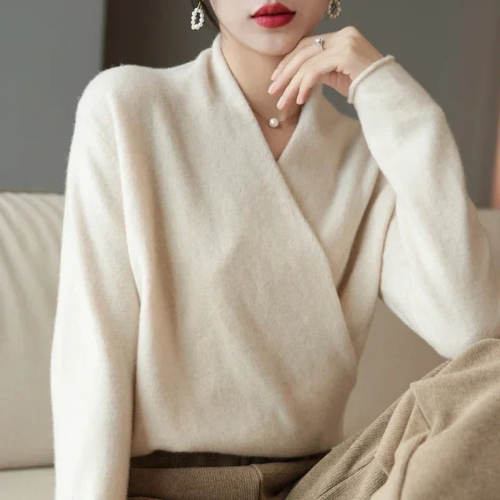 Vivienne Wrap Neck Knit Sweater Top