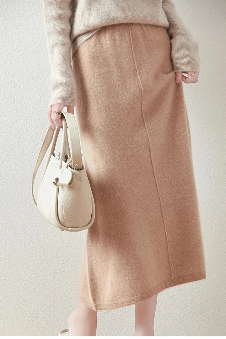 Evelora Merino Wool High Waist Skirt